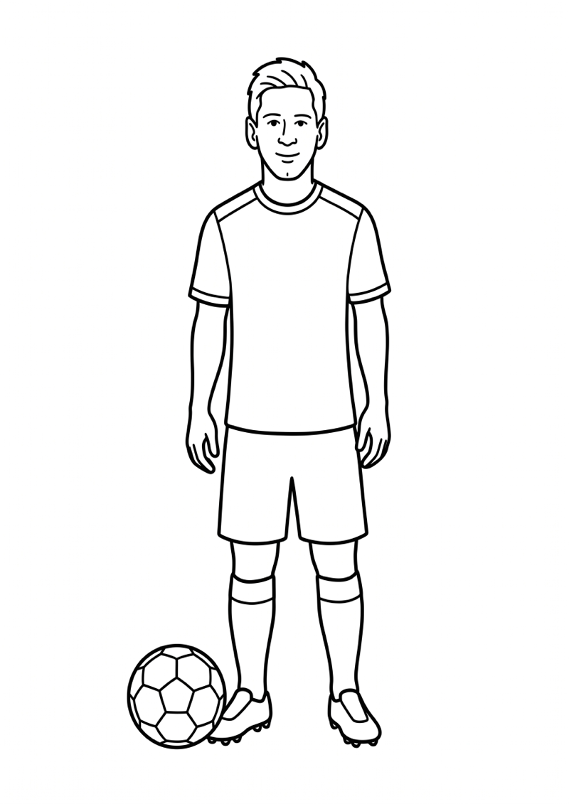 Messi Staande Pose Kleurplaat — gratis kleurplaat printen