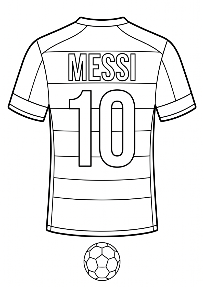 Messi Voetbalshirt Kleurplaat — gratis kleurplaat printen