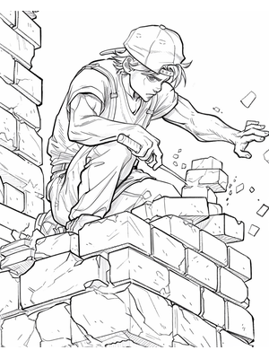 Metselaar Kleurplaat 2 — gratis kleurplaat printen