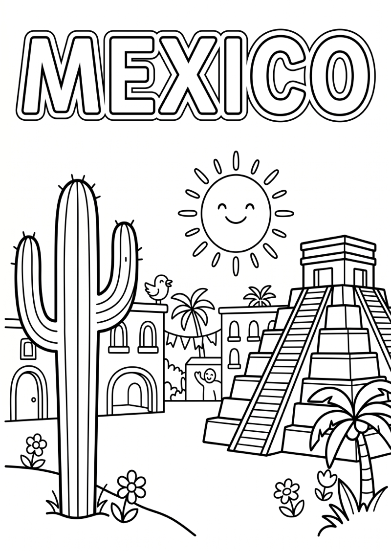 Mexico Kleurplaat — gratis kleurplaat