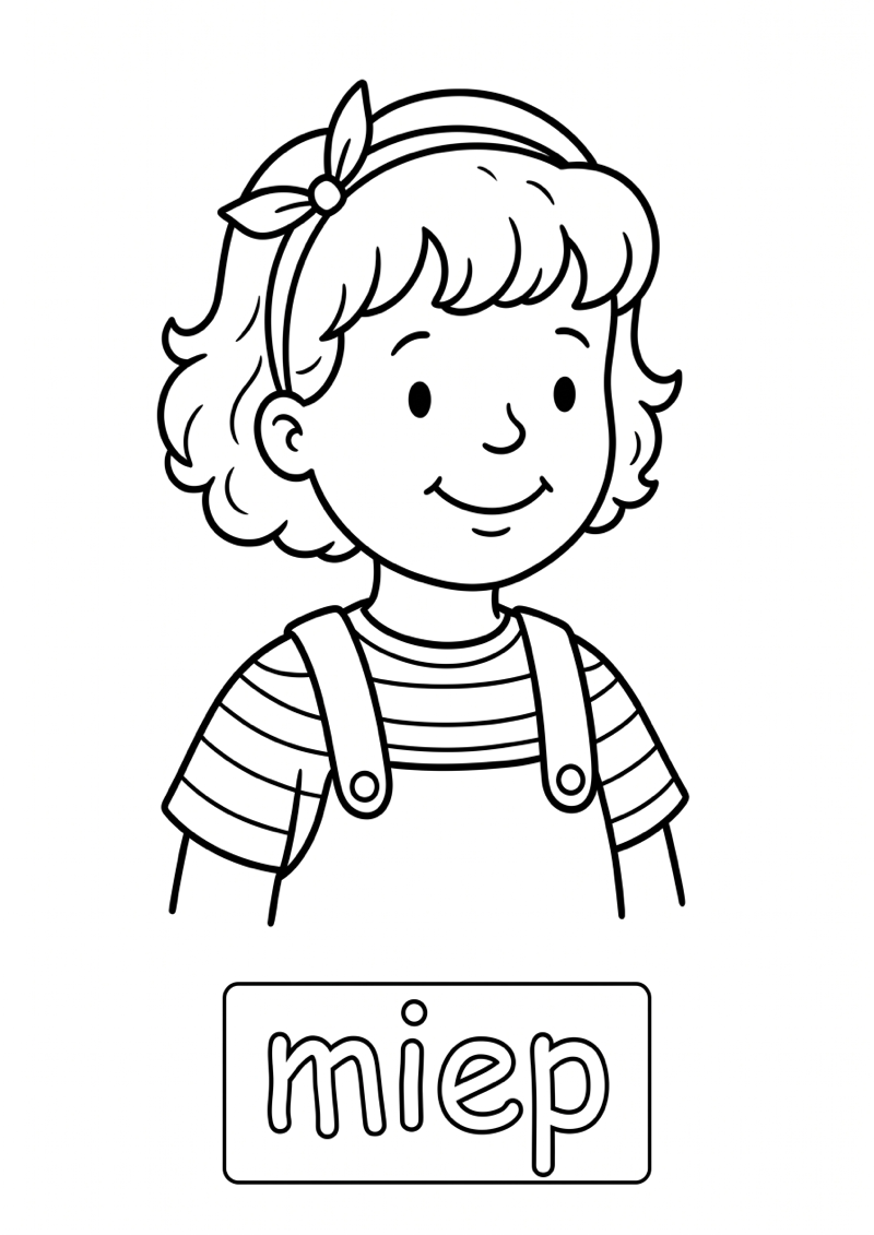 Miep Woordkaart Kleurplaat — gratis kleurplaat