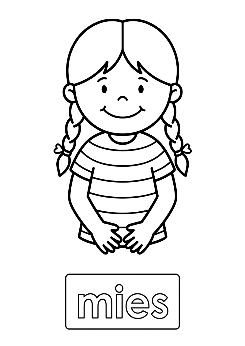 Mies Woordkaart Kleurplaat — gratis kleurplaat