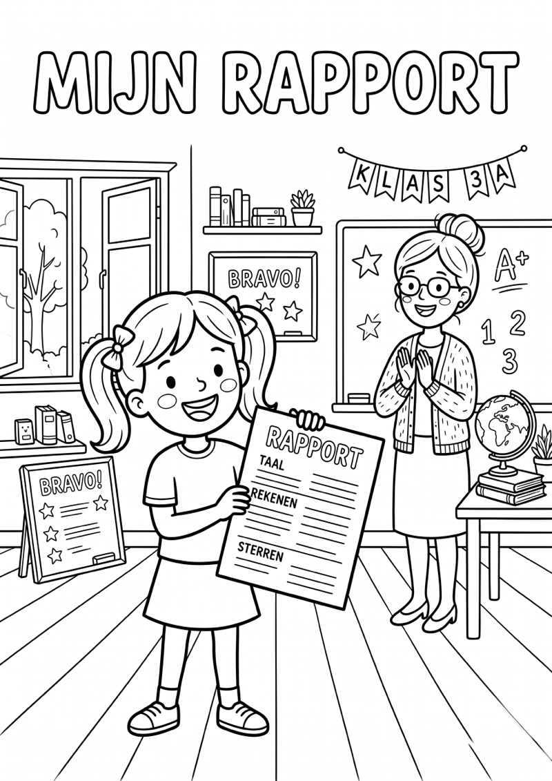 Mijn Rapport Einde Schooljaar Kleurplaat — gratis kleurplaat printen