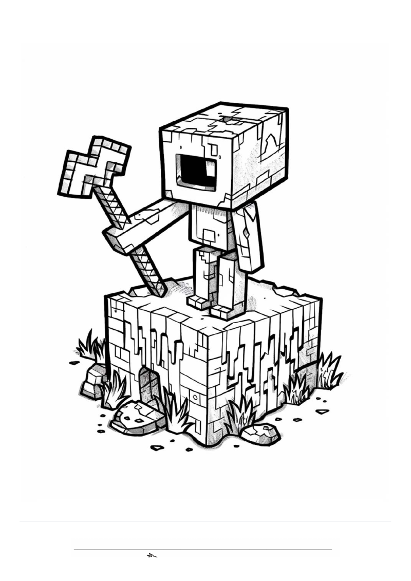 Minecraft 4 Kleurplaat — gratis kleurplaat printen