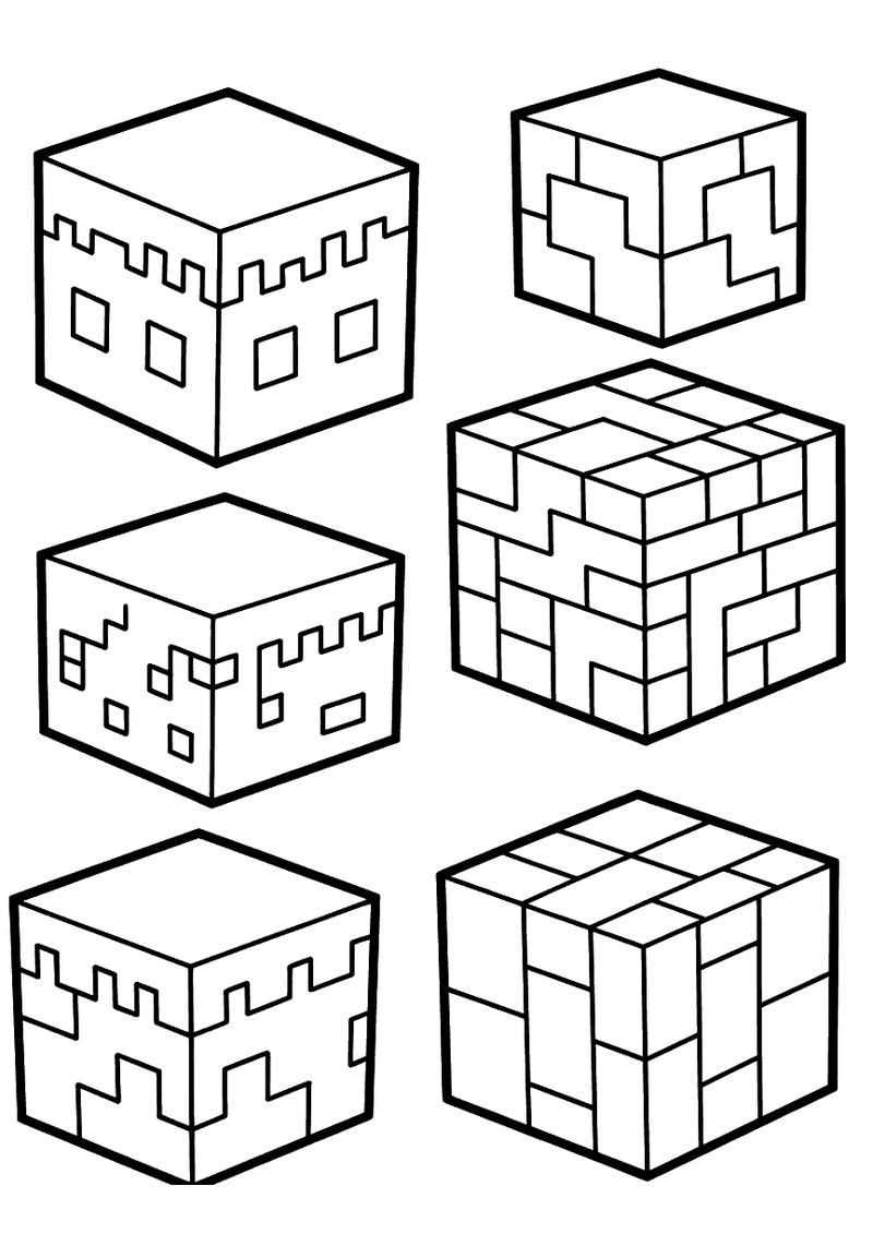 Minecraft eenvoudige blokken voor peuters kleurplaat — gratis kleurplaat printen