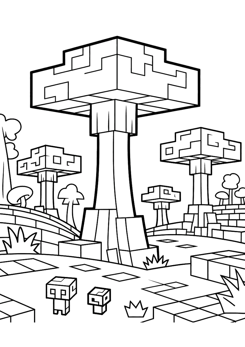 Minecraft reuzenpaddenstoel kleurplaat — gratis kleurplaat printen