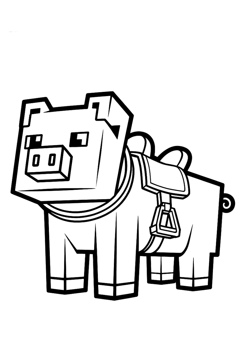Minecraft varken met zadel kleurplaat — gratis kleurplaat printen
