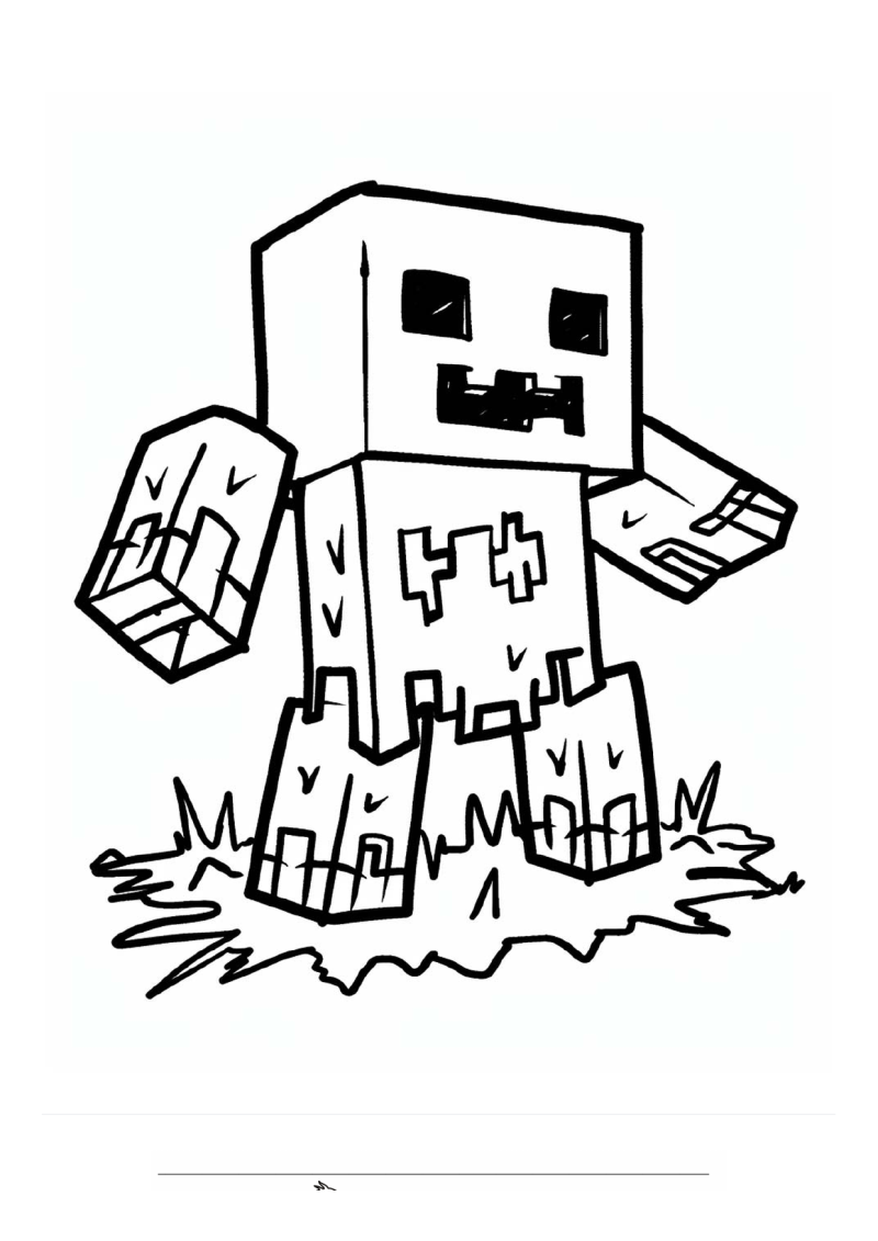 Minecraft Zombie Grasveld Kleurplaat — gratis kleurplaat printen