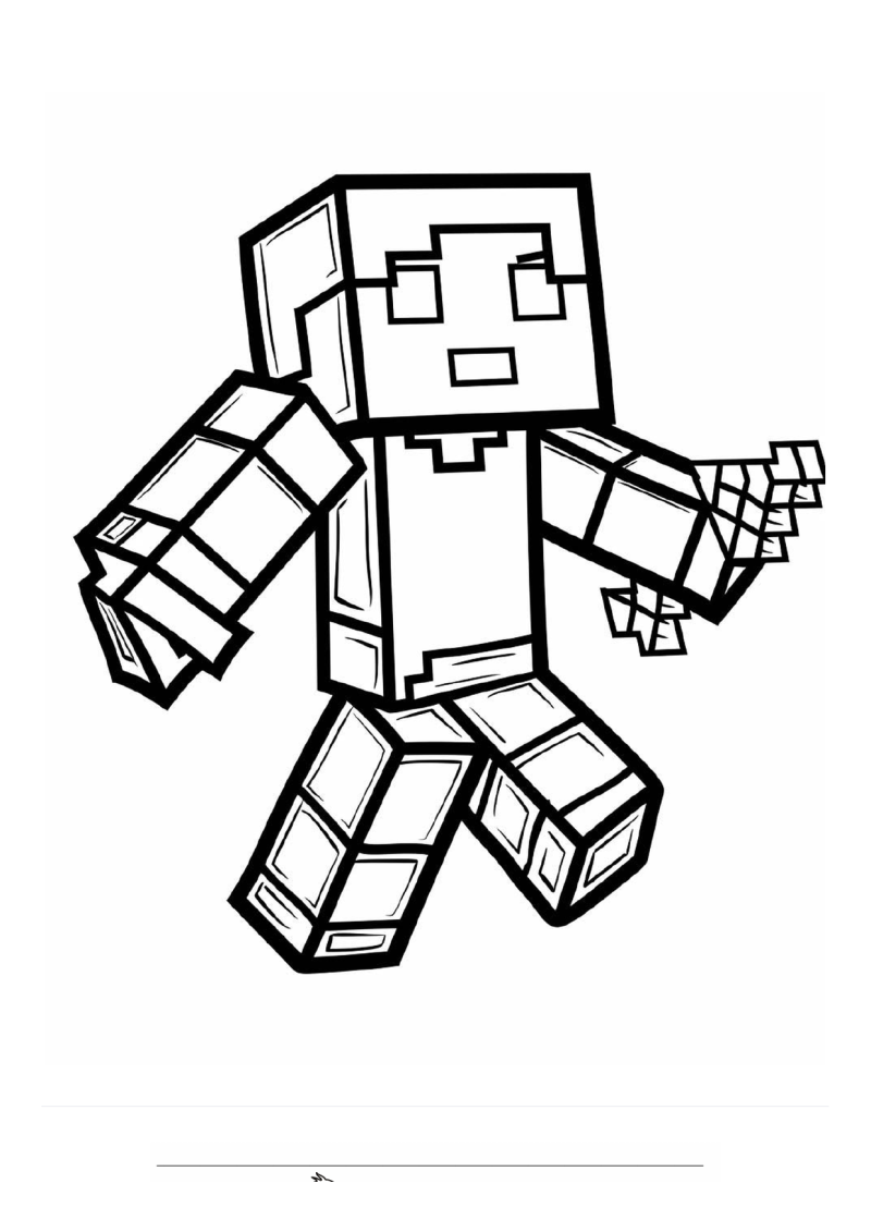 Minecraft Steve met Bijl Kleurplaat — gratis kleurplaat
