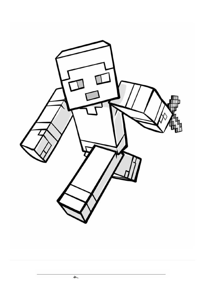 Minecraft Steve Rent Bijl Kleurplaat — gratis kleurplaat