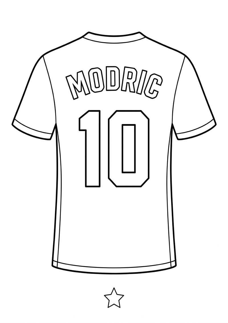 Modric Voetbalshirt Kleurplaat — gratis kleurplaat printen