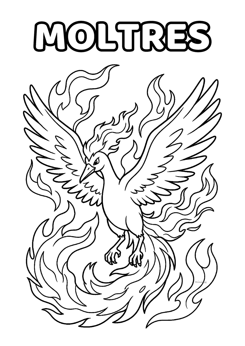 Moltres Kleurplaat — gratis kleurplaat printen