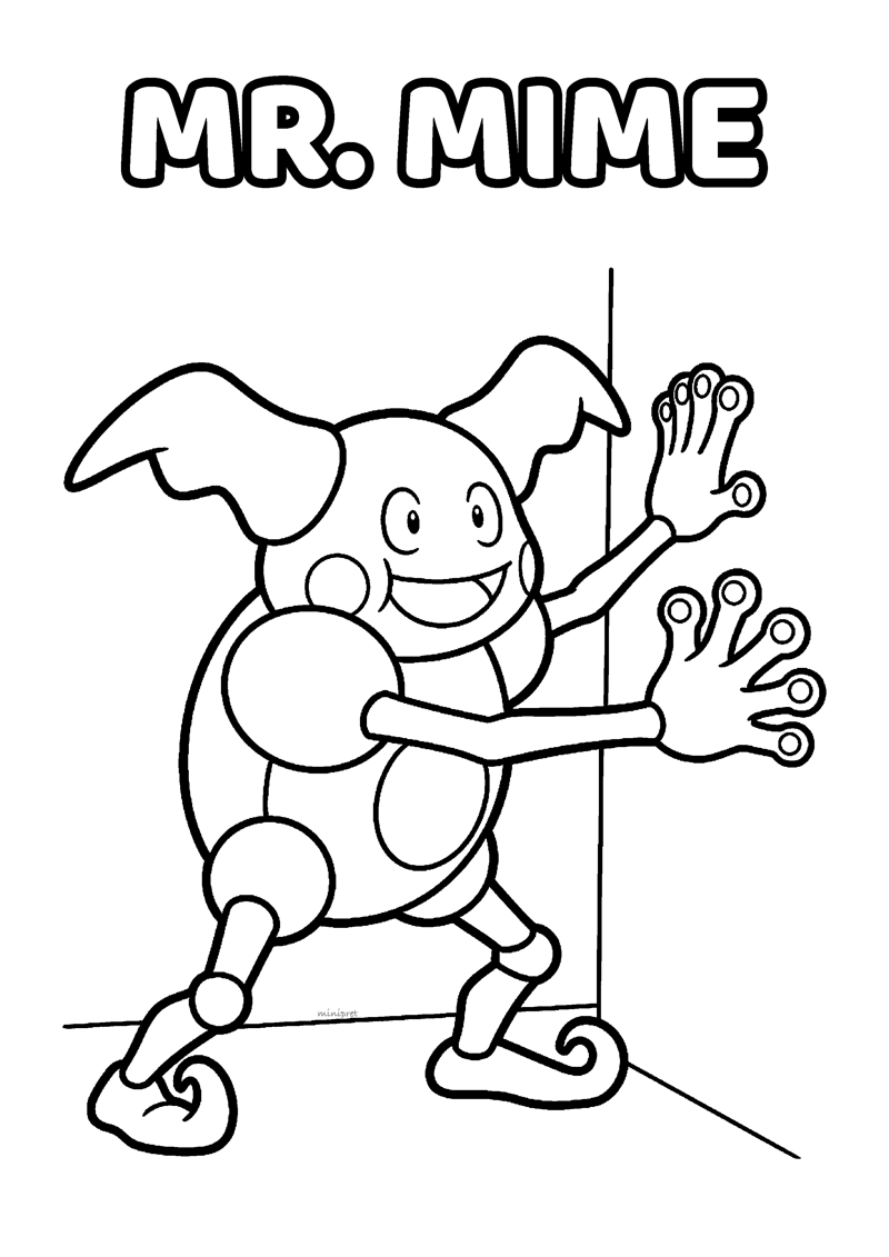 Mr. Mime Kleurplaat — gratis kleurplaat printen