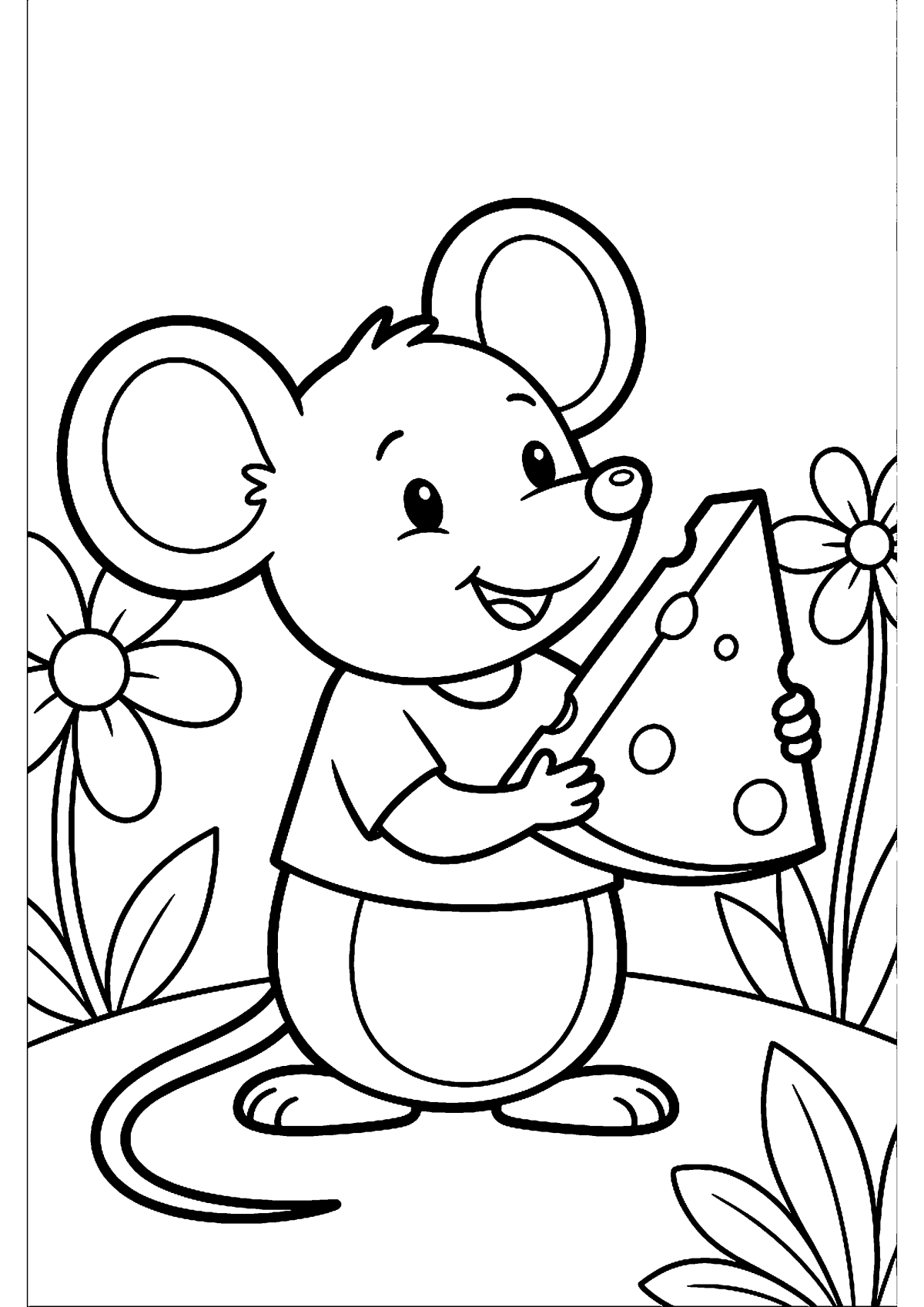 Muis met kaas kleurplaat — gratis kleurplaat