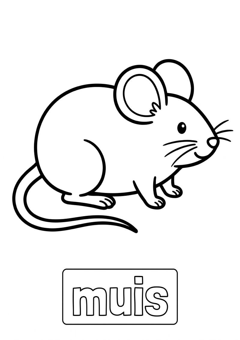 Muis Woordkaart Kleurplaat — gratis kleurplaat