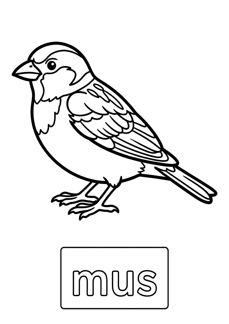 Mus Woordkaart Kleurplaat — gratis kleurplaat