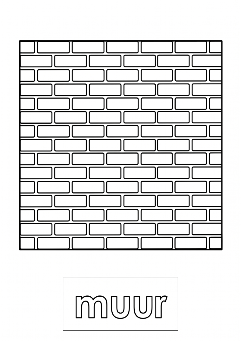 Muur Woordkaart Kleurplaat — gratis kleurplaat