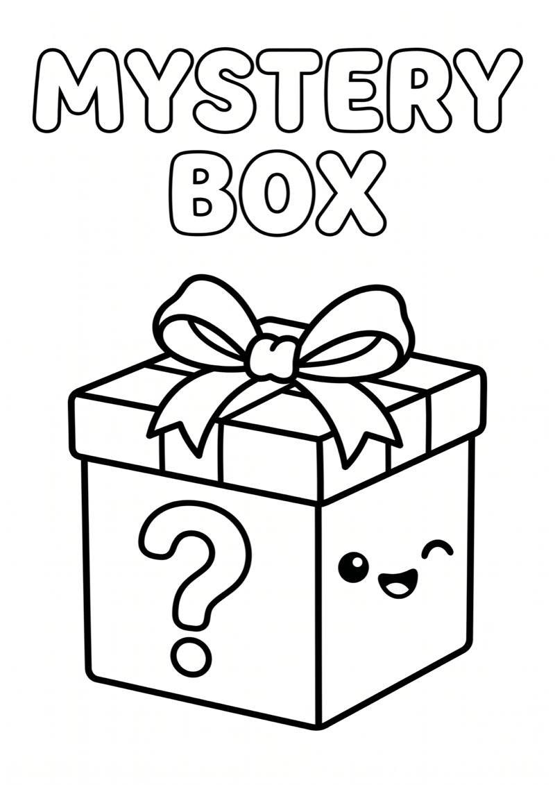 Mystery Box Kleurplaat — gratis kleurplaat printen
