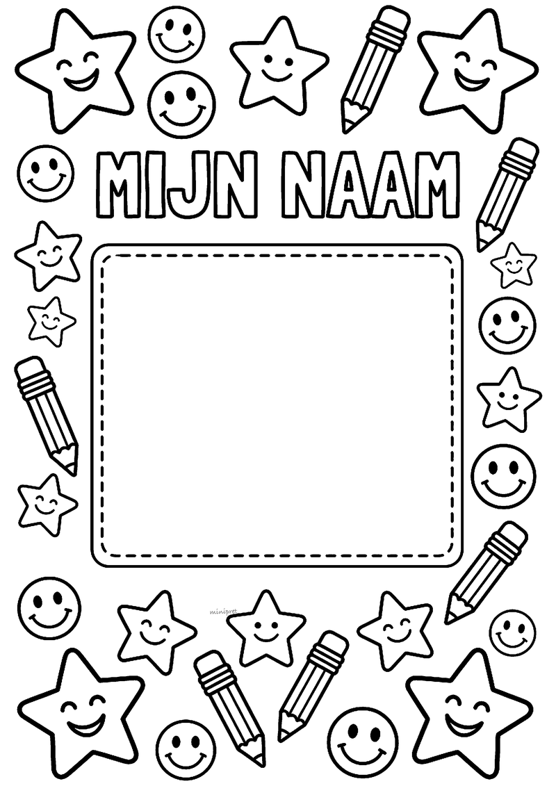 Mijn naam naamkaartje kleurplaat