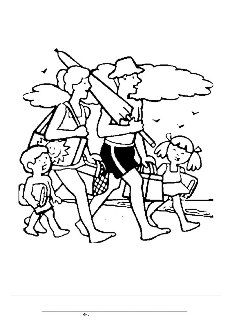 Naar het strand Kleurplaat — gratis kleurplaat