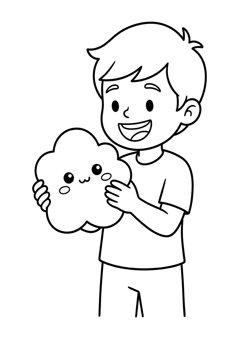 Needoh Kind met Squishy Kleurplaat — gratis kleurplaat