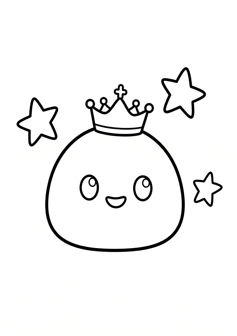 Needoh Squishy met Kroon en Sterren Kleurplaat — gratis kleurplaat