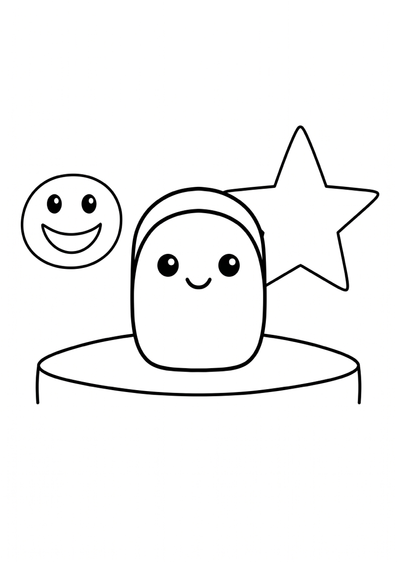 Needoh Squishy met Ster en Smiley Kleurplaat — gratis kleurplaat