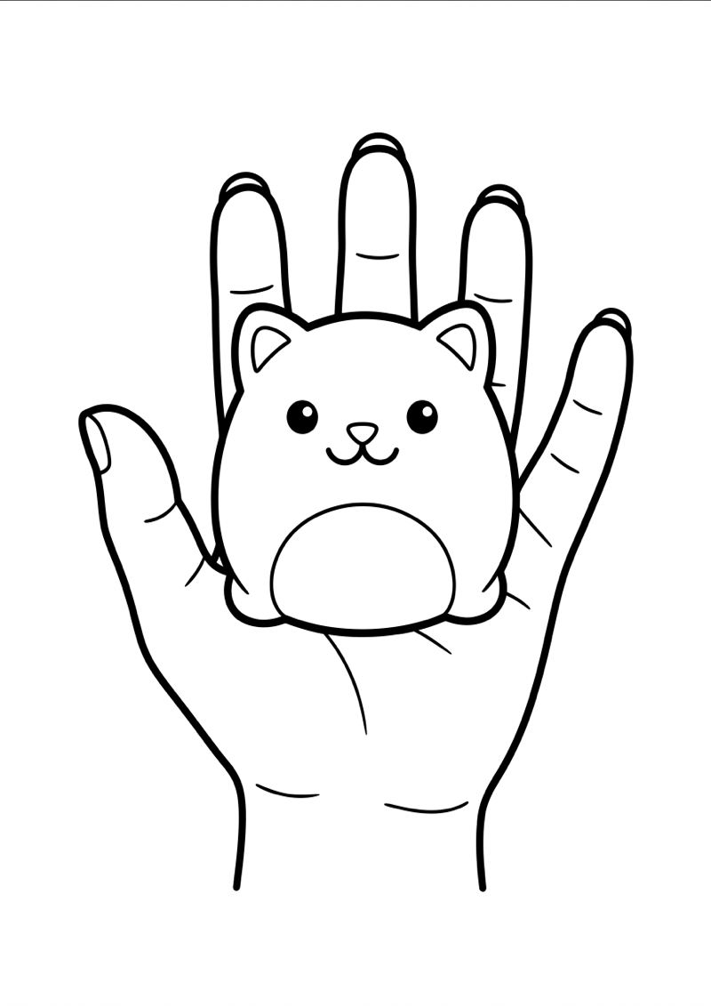 Needoh Squishy op Handpalm Kleurplaat — gratis kleurplaat