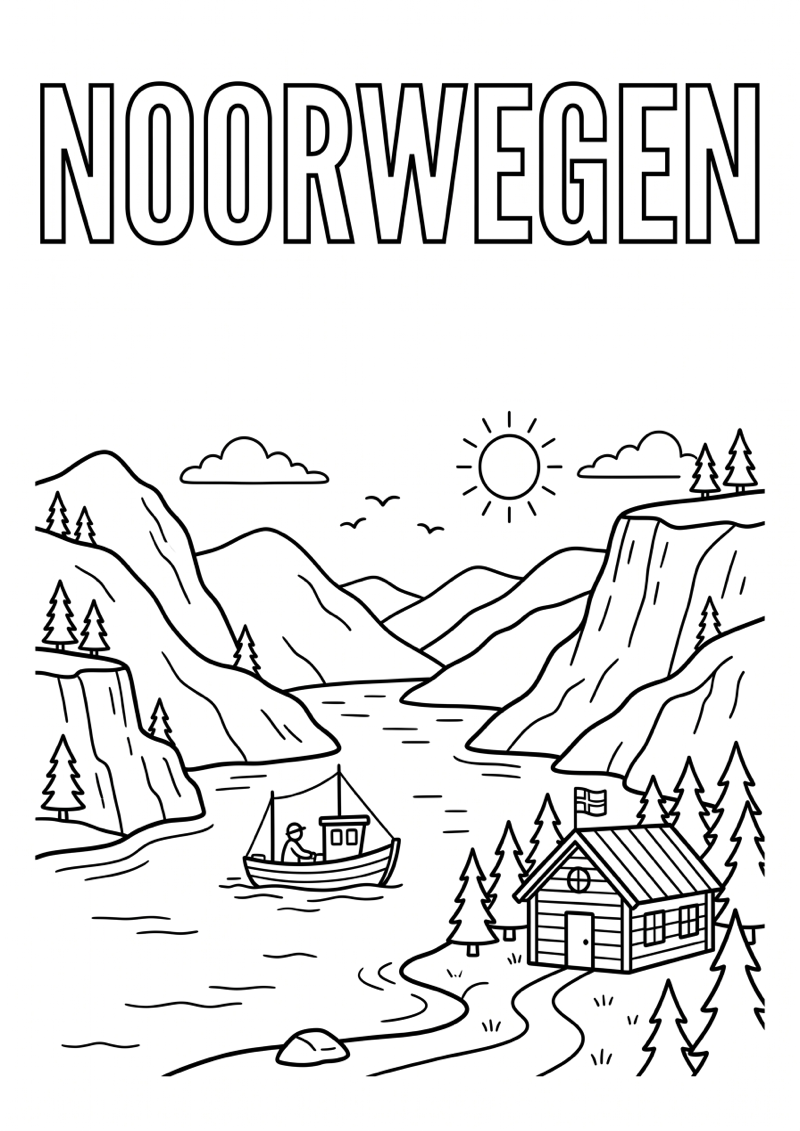Noorwegen Kleurplaat — gratis kleurplaat printen