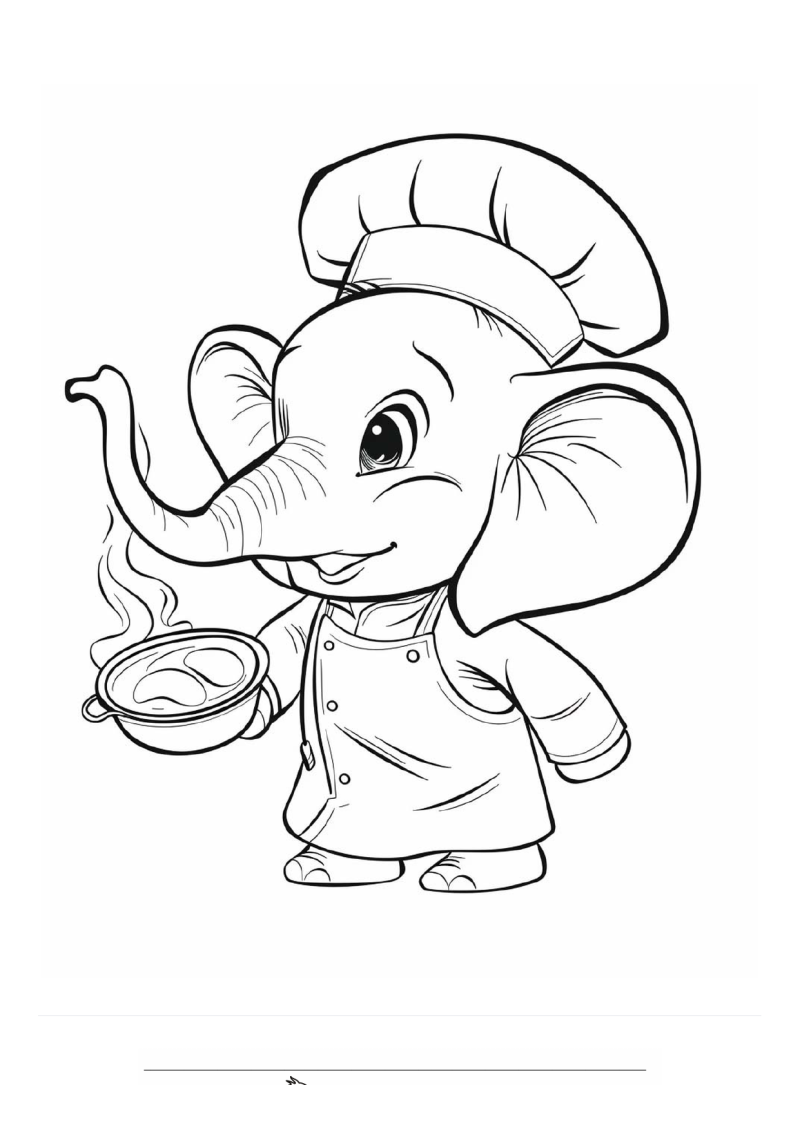Olifant Kok Kleurplaat — gratis kleurplaat