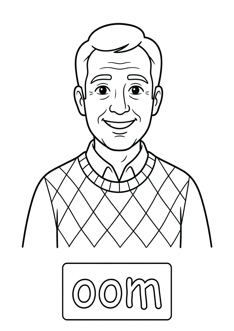Oom Woordkaart Kleurplaat — gratis kleurplaat