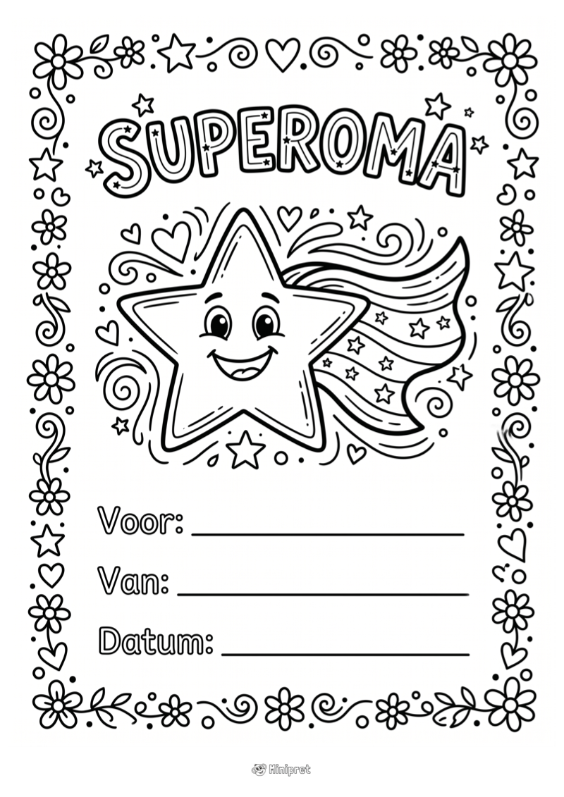 Oorkonde superoma — gratis kleurplaat printen