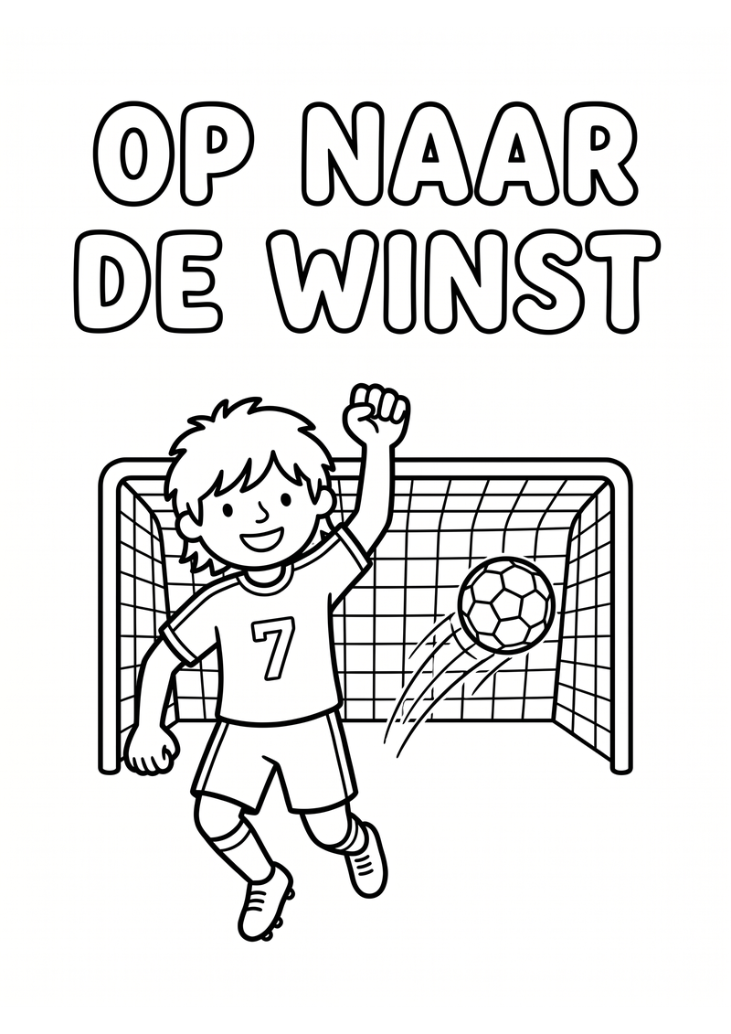 Op naar de Winst Kleurplaat — gratis kleurplaat printen