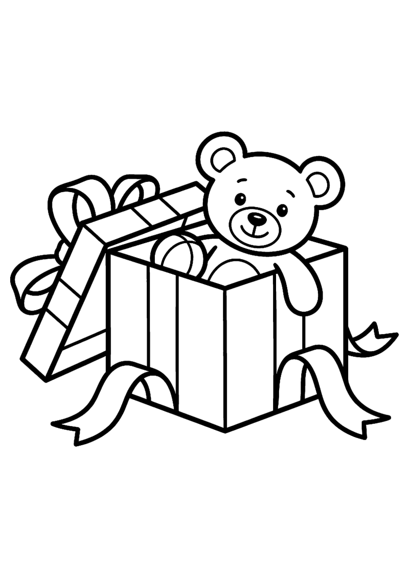 Open cadeau kleurplaat — gratis kleurplaat printen