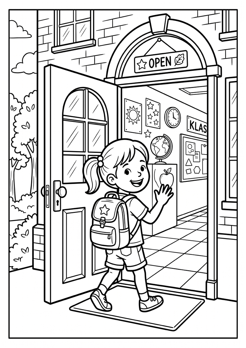 Open Schooldeur Kleurplaat — gratis kleurplaat printen