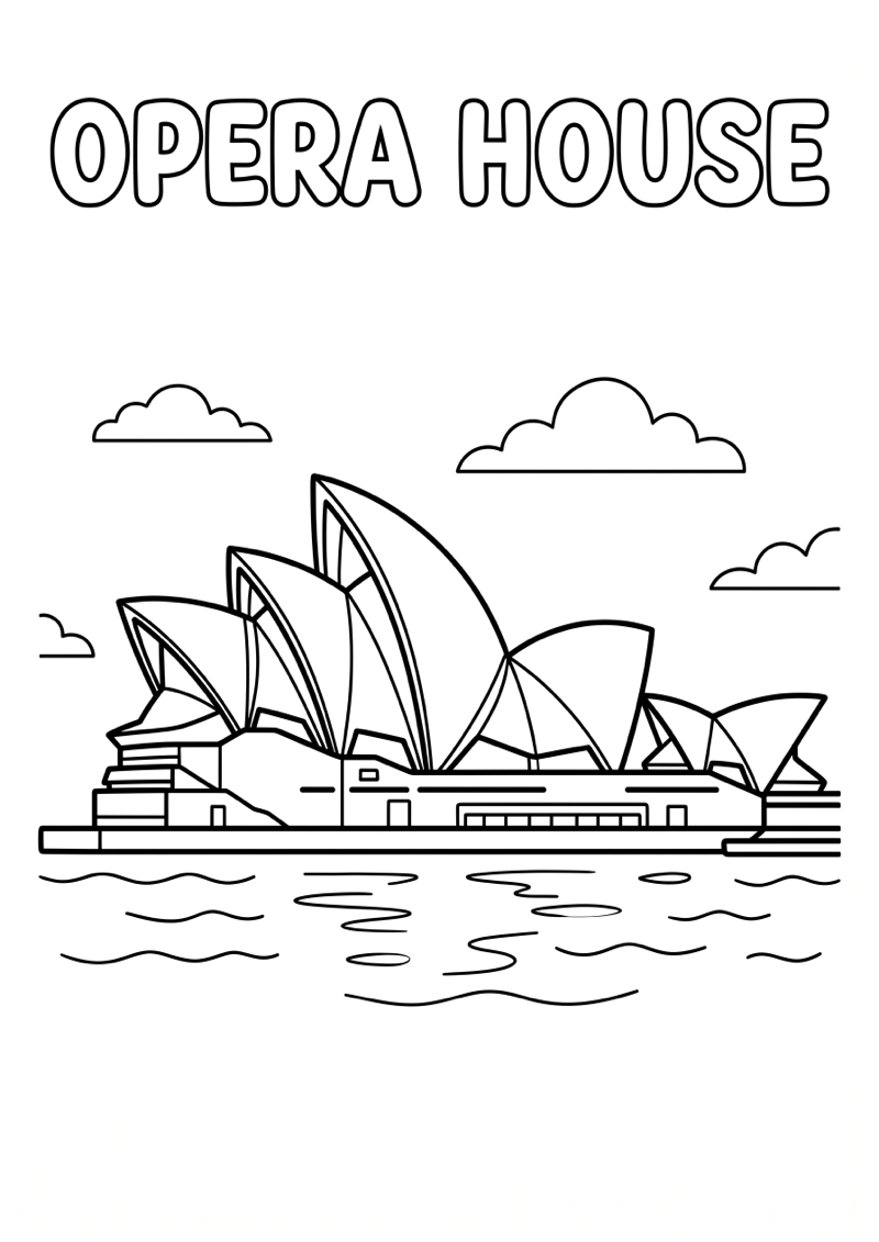 Opera House Sydney Kleurplaat — gratis kleurplaat printen
