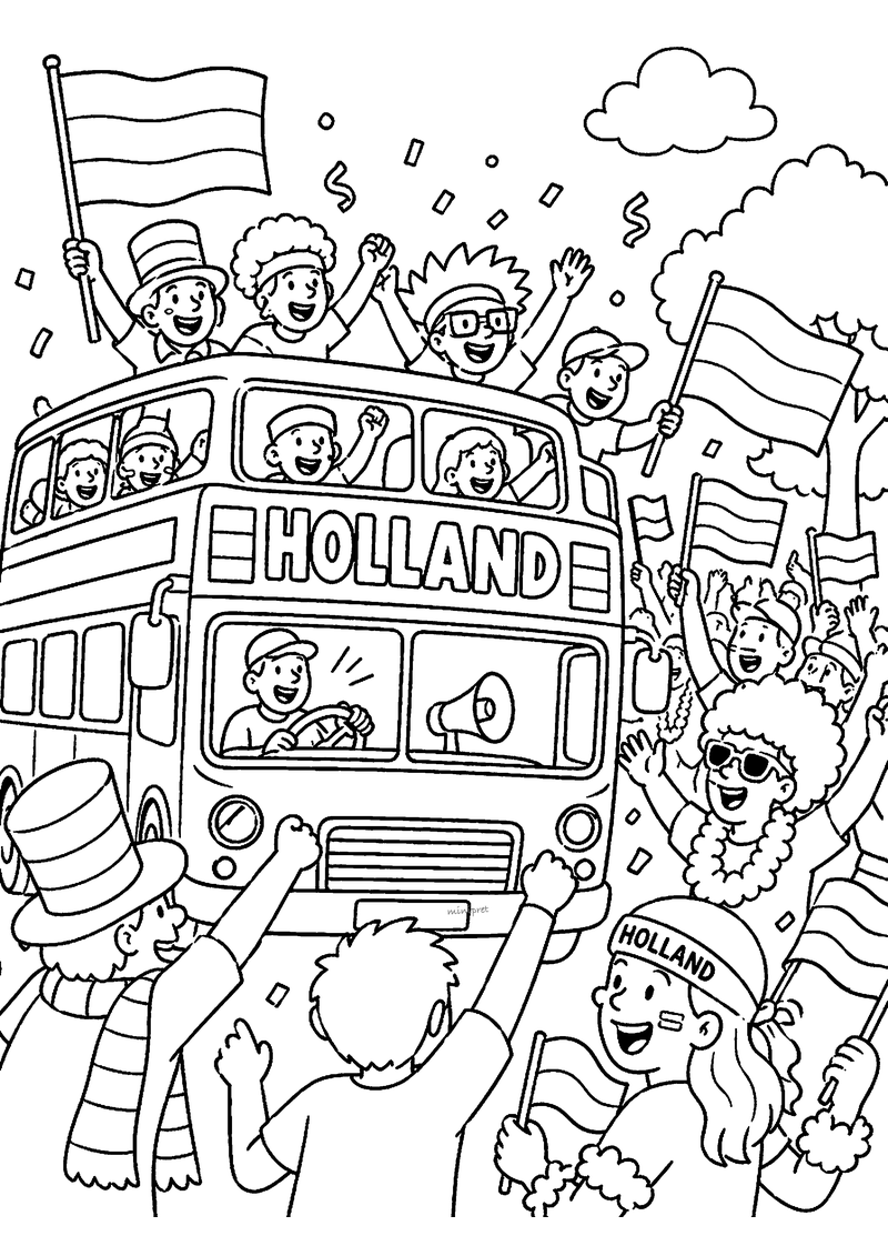 Oranje Bus Kleurplaat