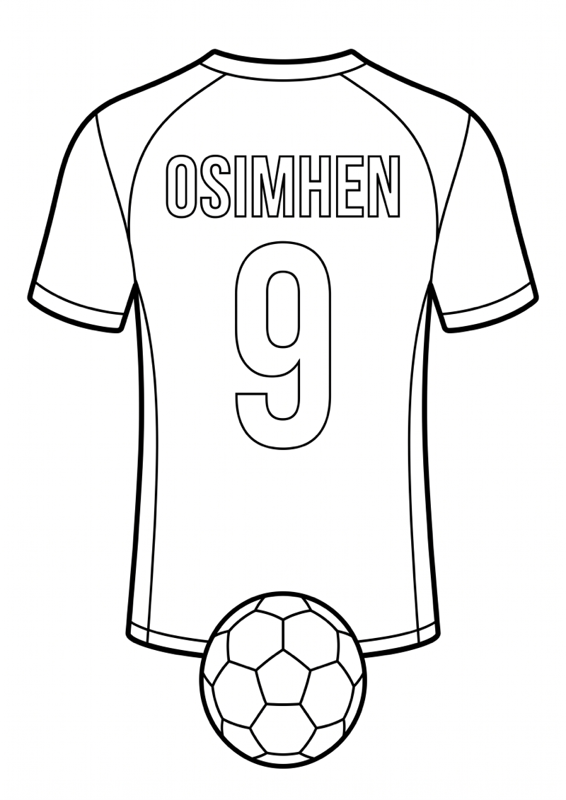 Osimhen Voetbalshirt Kleurplaat — gratis kleurplaat printen