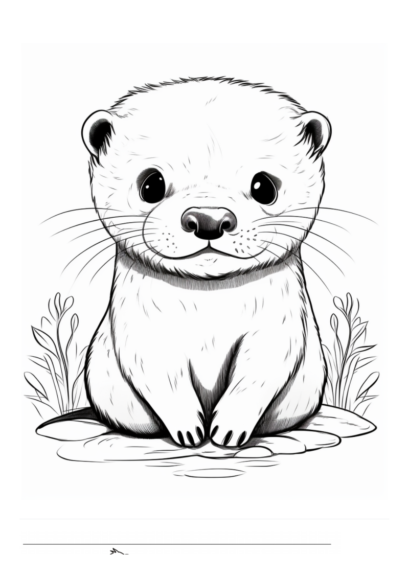 Baby Otter Kleurplaat — gratis kleurplaat