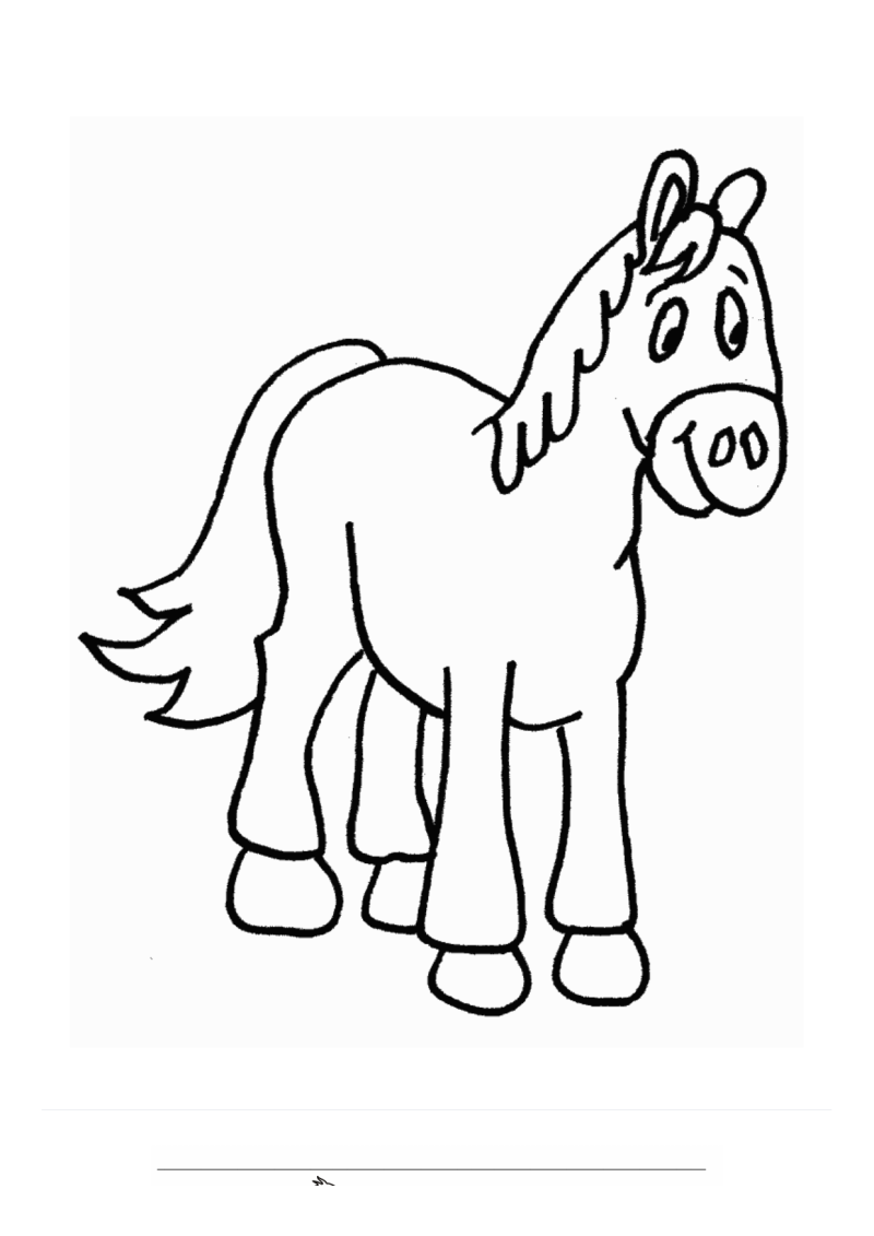 Paard Eenvoudig Cartoon Kleurplaat — gratis kleurplaat printen