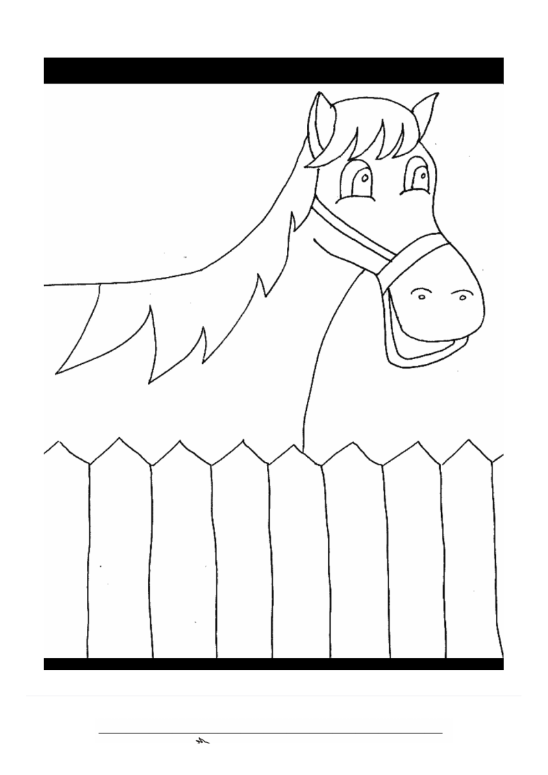 Paard Hoofd Hek Cartoon Kleurplaat — gratis kleurplaat printen