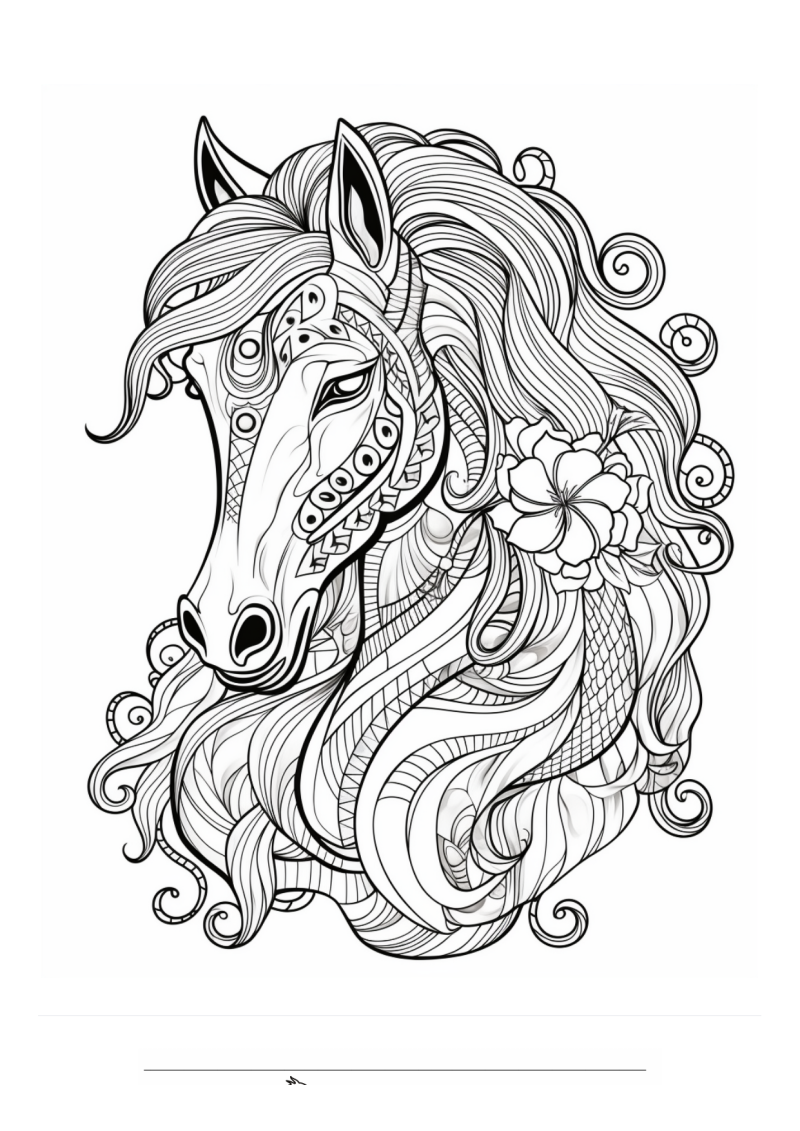 Paard Mandala Bloem Wang Kleurplaat — gratis kleurplaat printen
