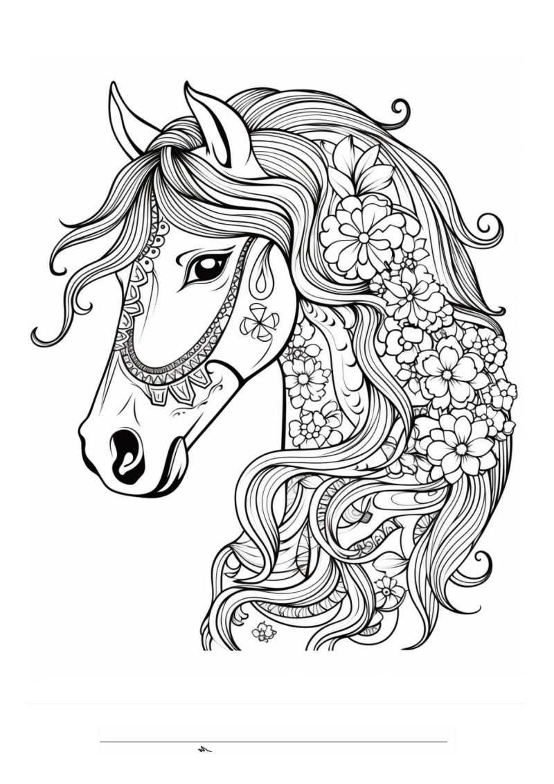 Paard Mandala Bloemen Manen Kleurplaat — gratis kleurplaat printen