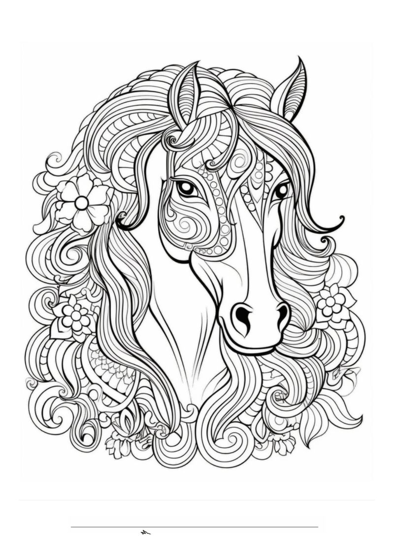 Paard Mandala Bloemen Rondom Kleurplaat — gratis kleurplaat printen
