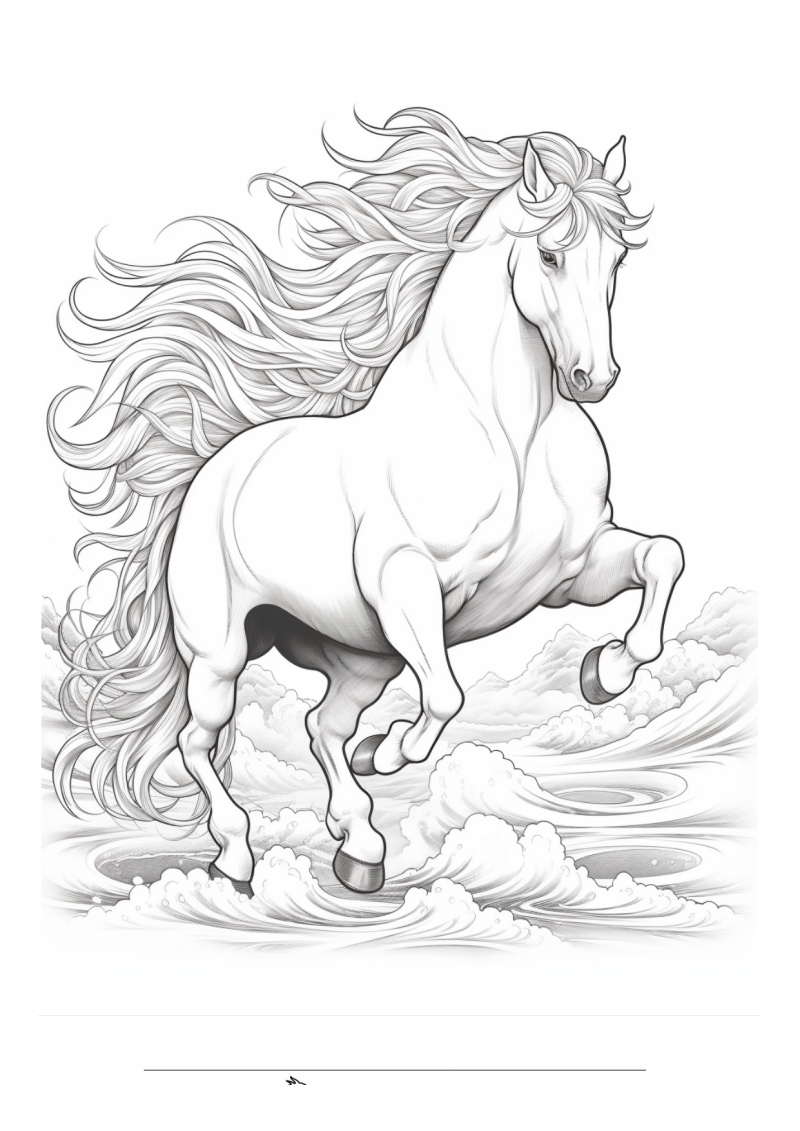 Paard Springt Water Kleurplaat — gratis kleurplaat printen