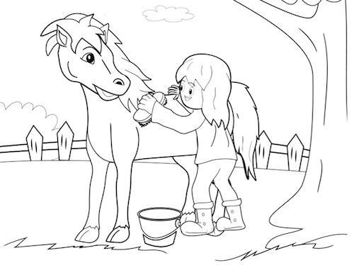 Paard Verzorgen Kleurplaat — gratis kleurplaat printen