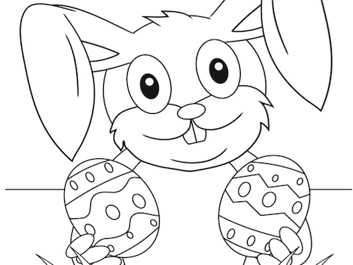 Paashaas in het Gras Kleurplaat — gratis kleurplaat