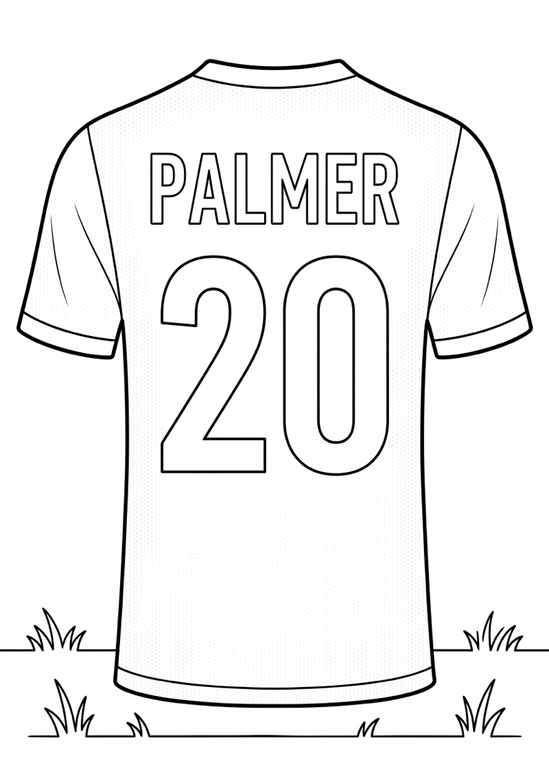 Palmer Voetbalshirt Kleurplaat — gratis kleurplaat printen