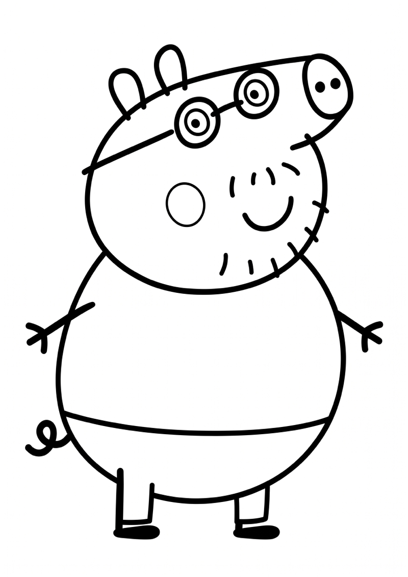 Papa Pig Kleurplaat — gratis kleurplaat