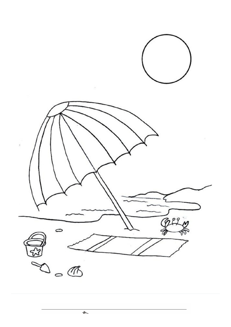 Parasol op het strand Kleurplaat — gratis kleurplaat